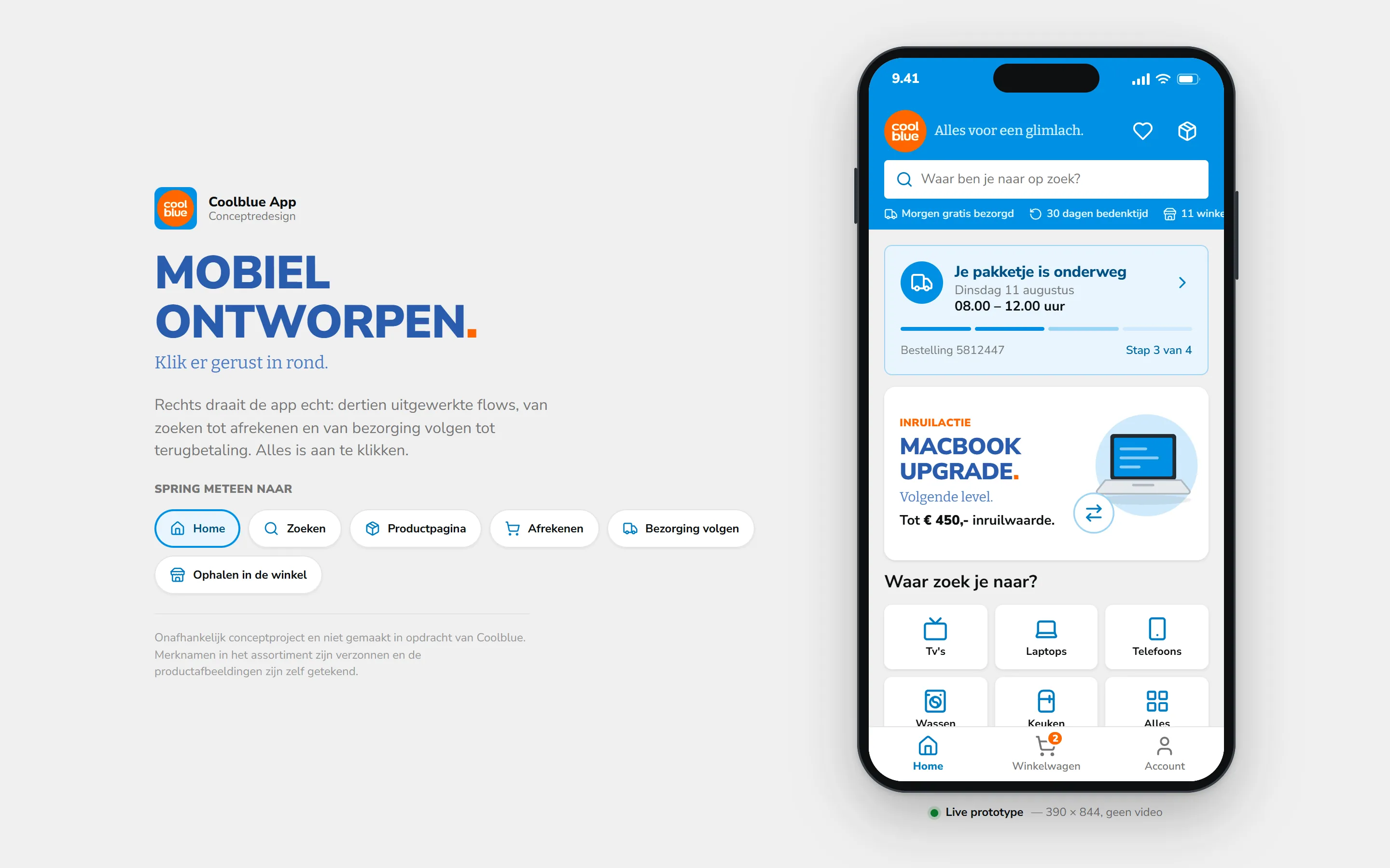 Coolblue app on a desktop browser