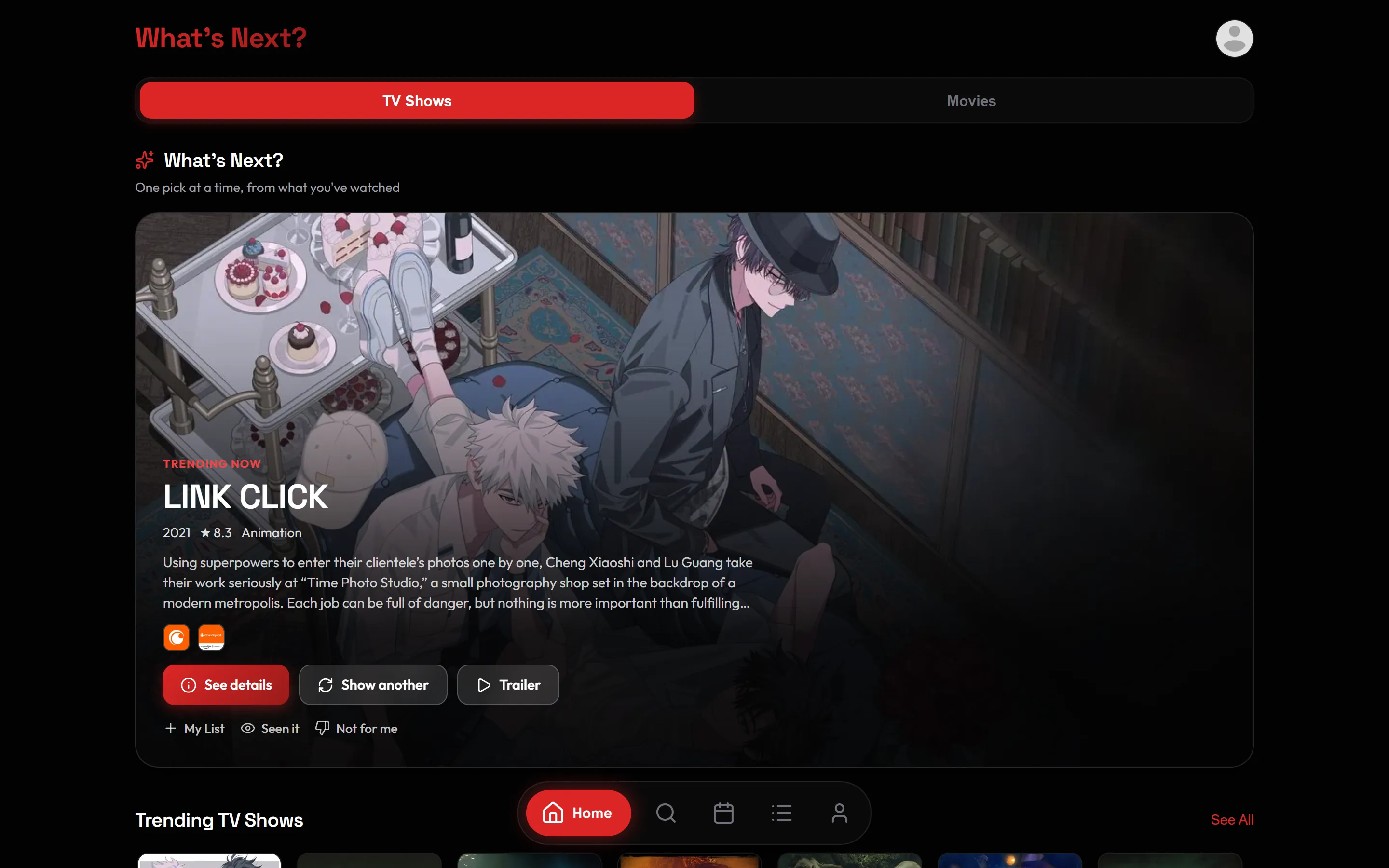 What’s Next? on a desktop browser